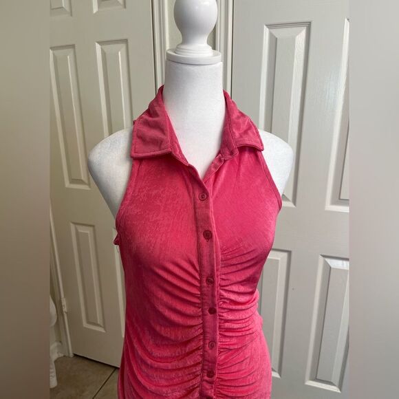 Just Polly women’s  Ruched at front placket Front button closures sleeveless - Picture 4 of 10